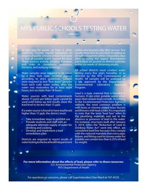 NYS Public School Water Testing